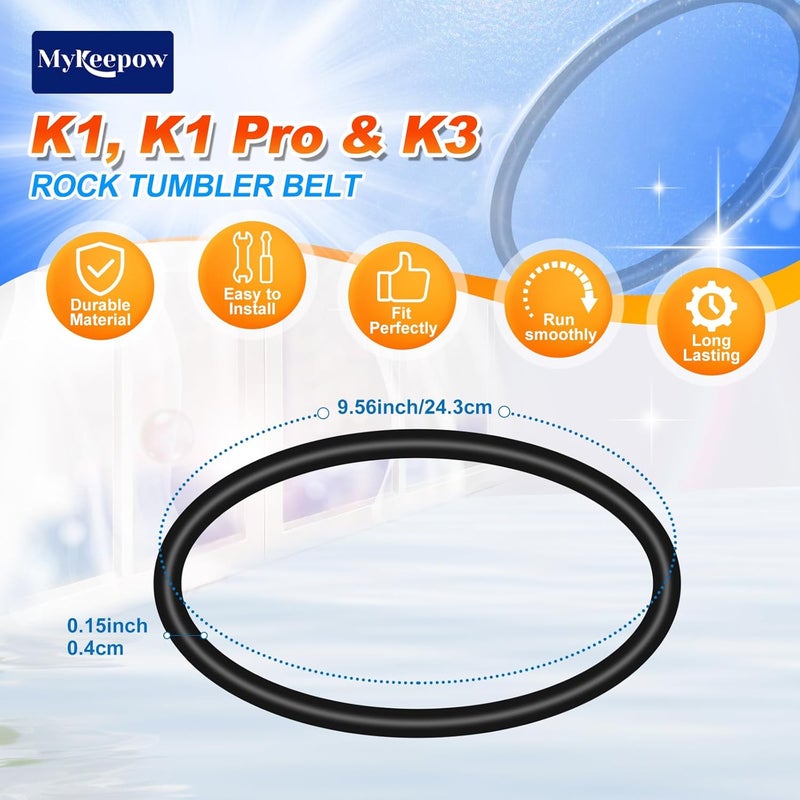 KEEPOW Rock Tumbler Belts Compatible with KomeStone Rock Tumbler Model K1 & K1 Pro & K3, 9 Pack (Not fit for K2 Elite Rock Tumbler) - Image 2